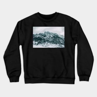 Closeup of Dramatic Snow-Covered Mountain Peak in Norway Crewneck Sweatshirt